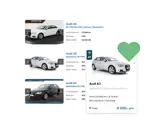 favorietenpagina met 3 bewaarde autos