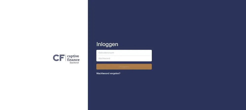 Inlogscherm van het aanvraagsysteem