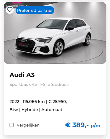 Autotegel met de blauwe preferred partner tag